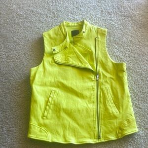 Joe’s Jeans Leather Moto Vest size Medium Lime Color New W/Tags